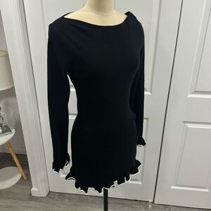 Amazon Black Long Sleeve Dress with Ruffled Hem